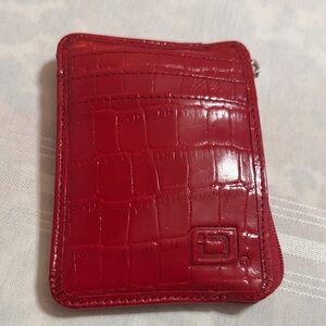 ID brand Red Croc-Embossed Card Holder with RFID protection